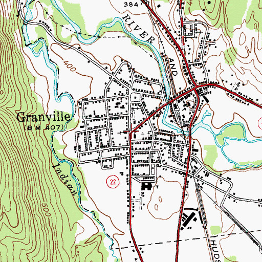 Topographic Map of Granville Baptist Church, NY