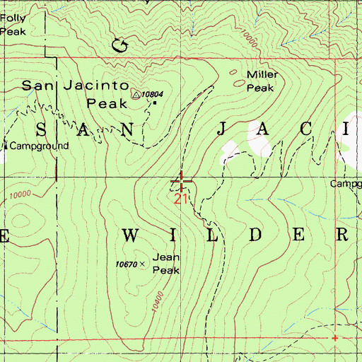 Topographic Map of Mount San Jacinto State Park, CA