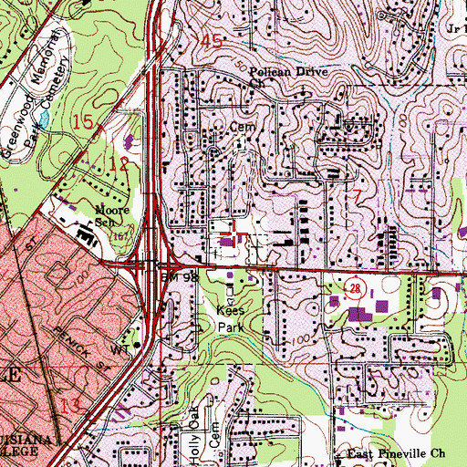 Topographic Map of Weekday Early Education School, LA