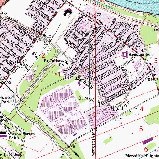 Topographic Map of Smyrna Adventist Junior Academy School, LA