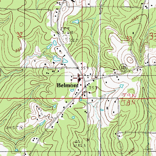 Topographic Map of Belmont Union Christian Academy School, LA