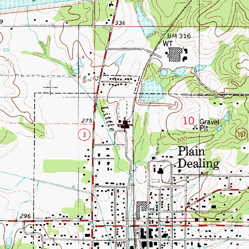 Topographic Map of Plain Dealing Academy School, LA