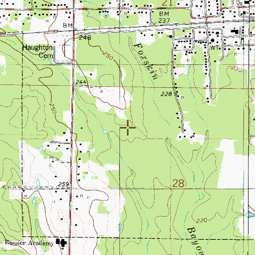 Topographic Map of HAUGHTON MIDDLE SCHOOL, LA
