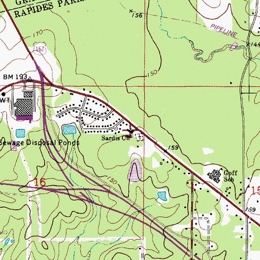 Topographic Map of Alpine Christian School, LA