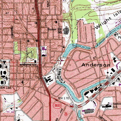 Topographic Map of Montessori School for Shreveport, LA