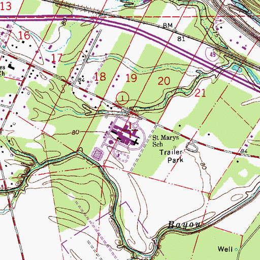 Topographic Map of Saint Mary's Day School, LA