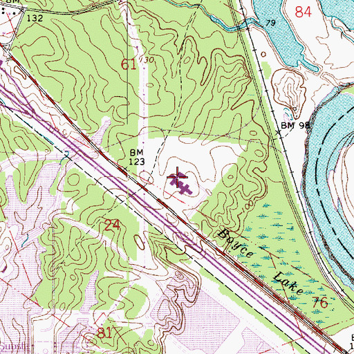 Topographic Map of Northwood High School, LA