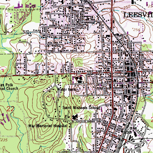 Topographic Map of Leesville Residential Services Center, LA
