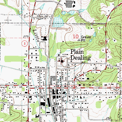 Topographic Map of Plain Dealing Middle School, LA