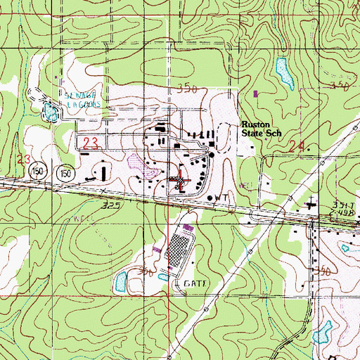 Topographic Map of Northeast Supports and Services Center School, LA