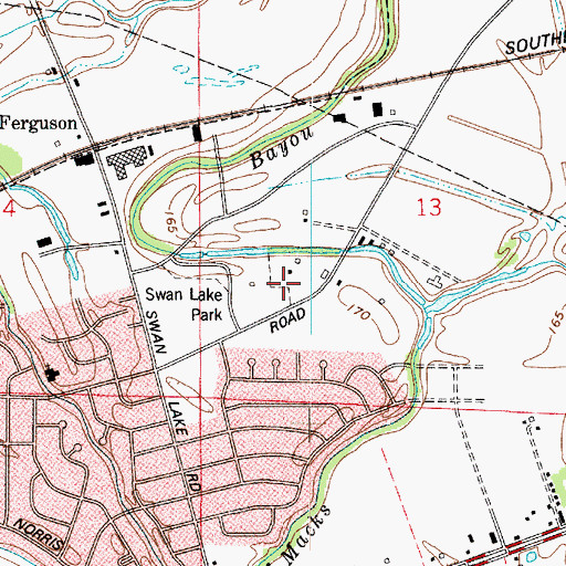 Topographic Map of Johnny Gray Jones Regional Youth Shelter, LA