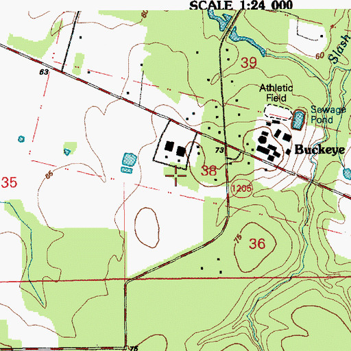 Topographic Map of Buckeye Elementary School, LA