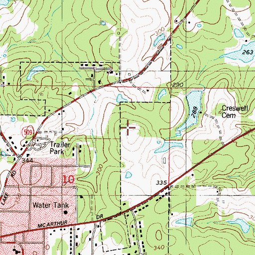 Topographic Map of Mansfield Middle School, LA