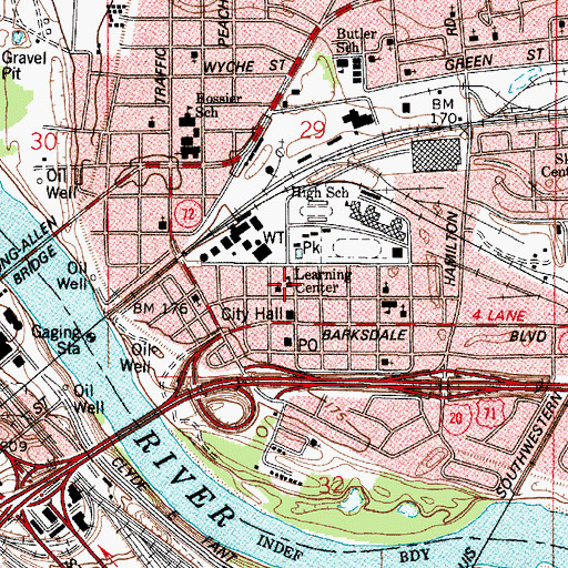 Topographic Map of Bossier Adult Learning Center School, LA
