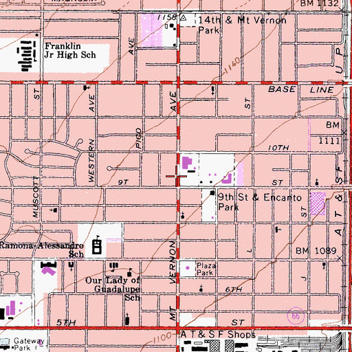 Topographic Map of Mount Vernon School, CA
