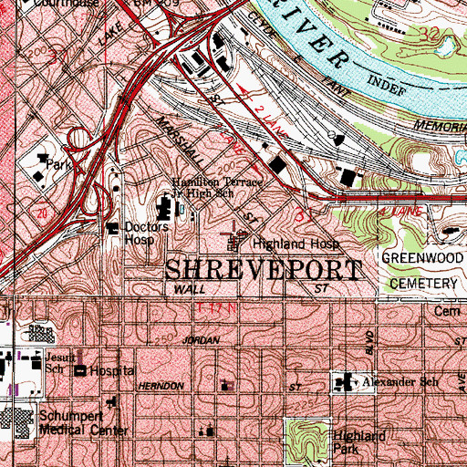 Topographic Map of Brentwood Behavioral Alternative School, LA