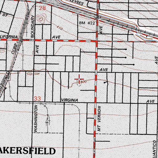 Topographic Map of Mount Vernon Elementary School, CA