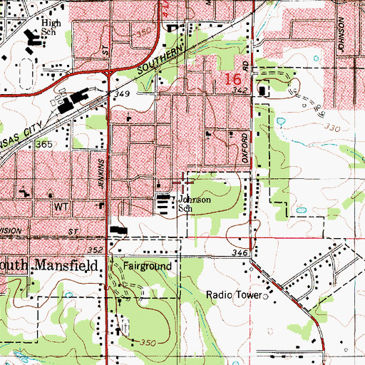 Topographic Map of DeSoto Career Academy School, LA