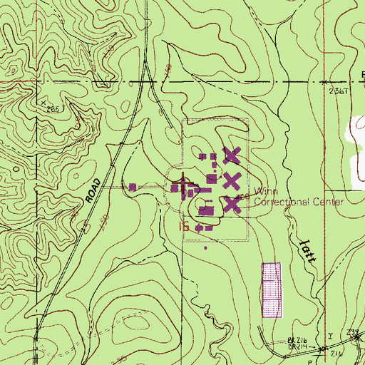 Topographic Map of Winn Correctional Center Special Services District Facility, LA