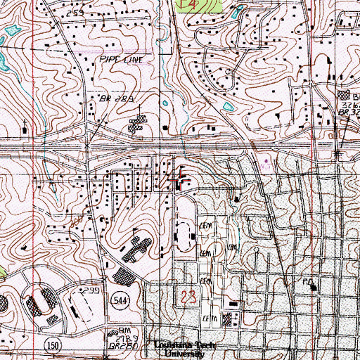 Topographic Map of Louisiana Delta Community College Ruston Campus, LA