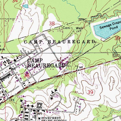 Topographic Map of J Levy Dabadie Correctional Center Special Services District Facility, LA