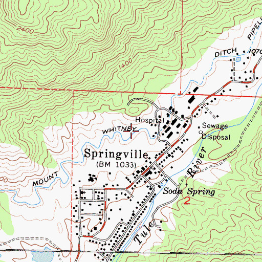 Topographic Map of Mount Whitney Ditch, CA