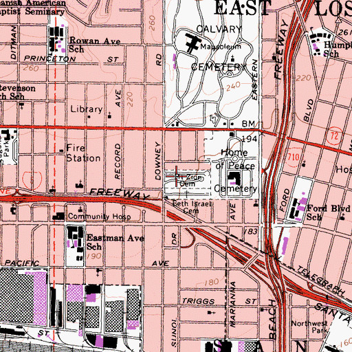 Topographic Map of Mount Zion Cemetery, CA