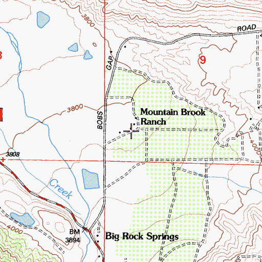 Topographic Map of Mountain Brook Ranch, CA