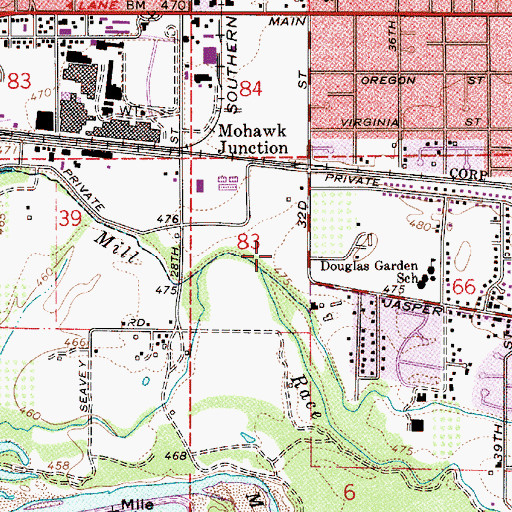 Topographic Map of Agnes Stewart Middle School, OR