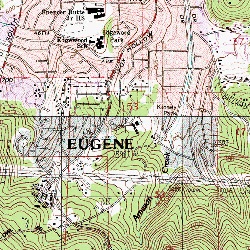 Topographic Map of Charlemagne at Fox Hollow French Immersion Elementary School, OR