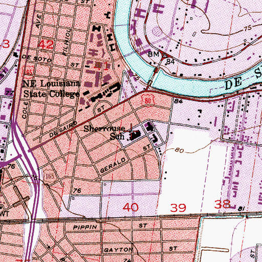 Topographic Map of Sherrouse Academic Center School, LA