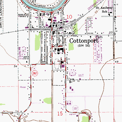 Topographic Map of Central Louisiana Technical Community College Cottonport Campus, LA