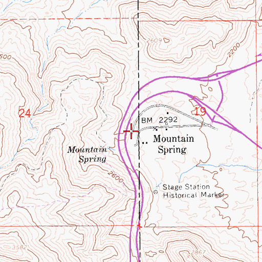 Topographic Map of Mountain Spring, CA