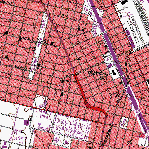 Topographic Map of Christ Church Cathedral, MO