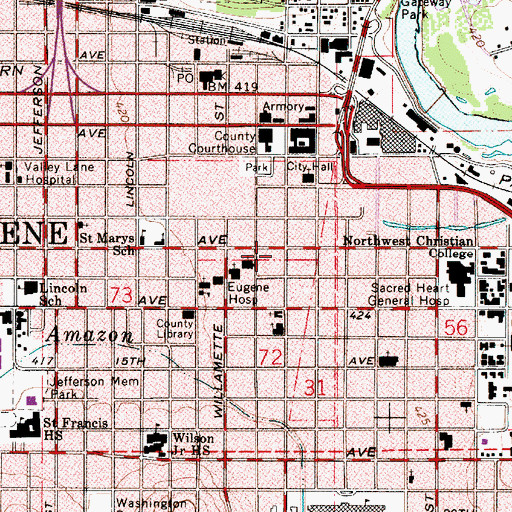 Topographic Map of Creative Minds Alternative School, OR