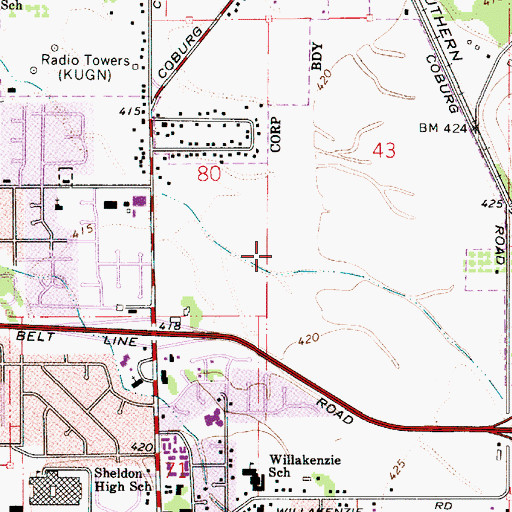 Topographic Map of Eugene Christian School, OR