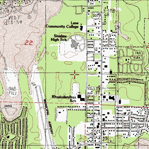 Topographic Map of Siuslaw Middle School, OR