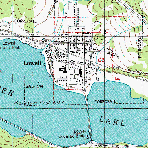 Topographic Map of Lowell High School, OR