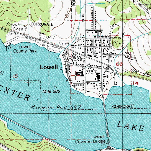 Topographic Map of Lundy Elementary School, OR