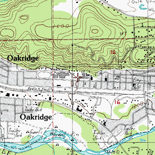 Topographic Map of Oakridge Elementary School, OR