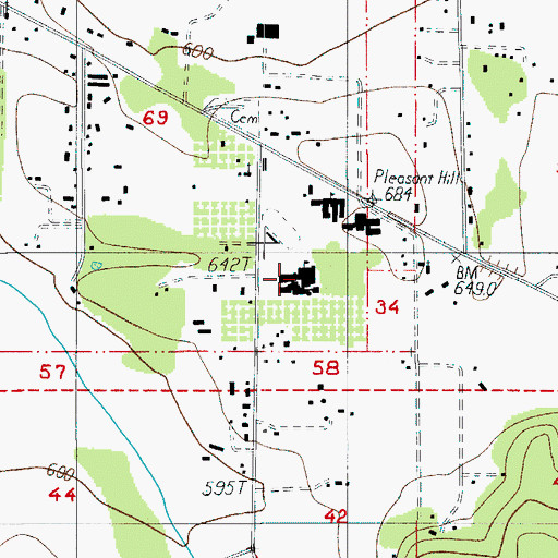 Topographic Map of Pleasant Hill High School, OR