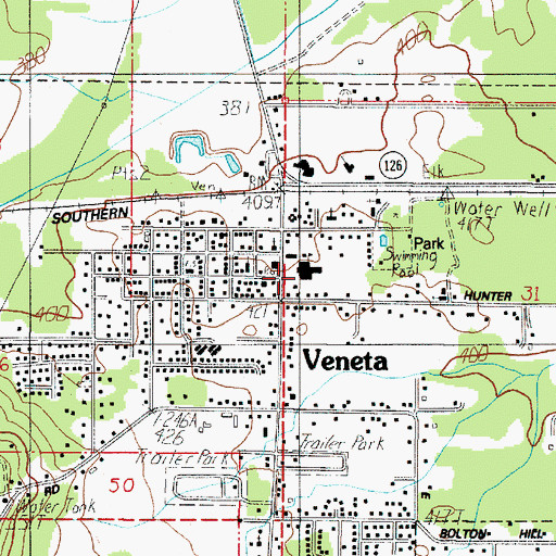 Topographic Map of Veneta Elementary School, OR