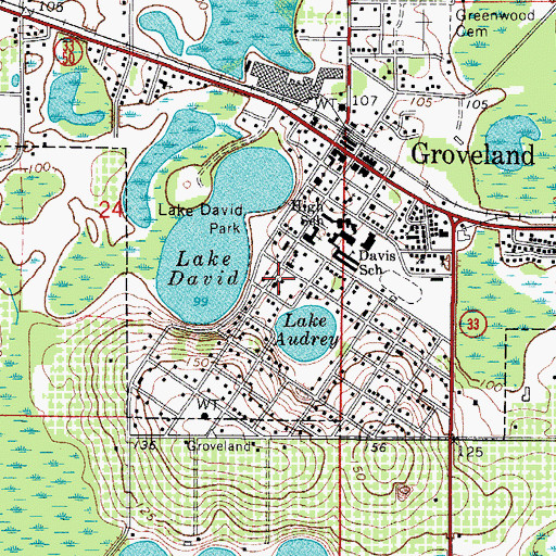 Topographic Map of Groveland Baptist Church, FL