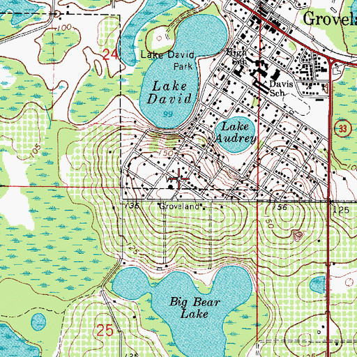 Topographic Map of Groveland Water Tower, FL