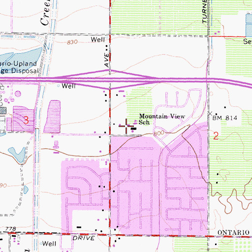 Topographic Map of Mountain View Elementary School, CA