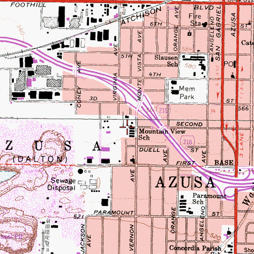 Topographic Map of Mountain View Elementary School, CA