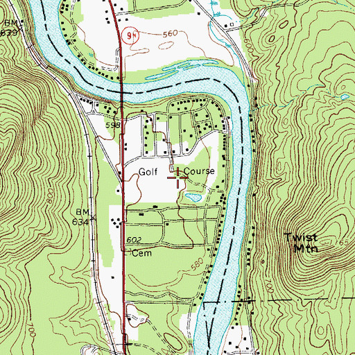 Topographic Map of Bend of the River Golf Course, NY