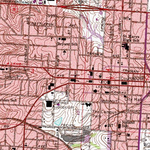Topographic Map of Harry S Truman Home, MO