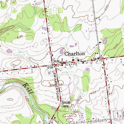 Topographic Map of Charlton Volunteer Fire Department, NY