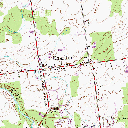 Topographic Map of Charlton Freehold Presbyterian Church, NY